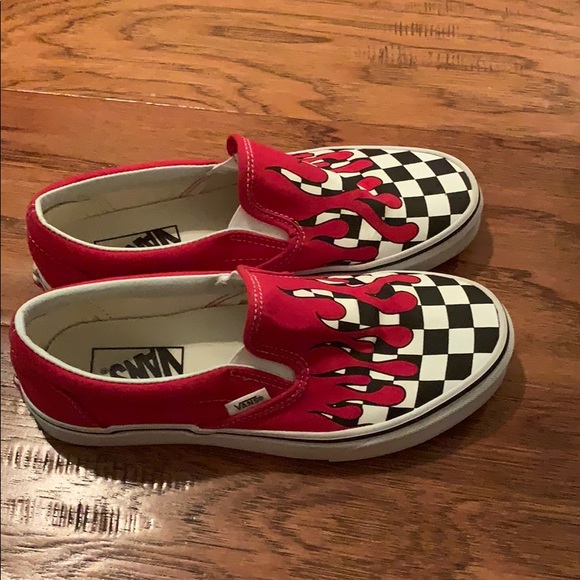 red vans flames